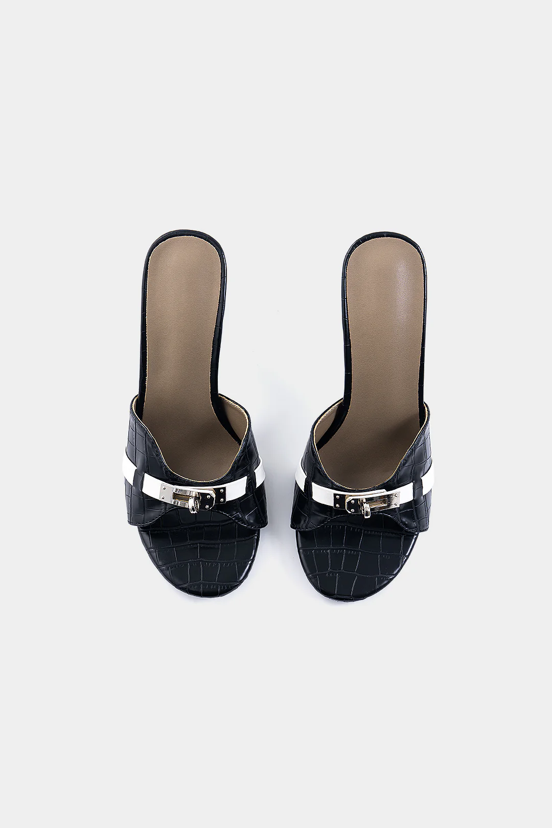 Crocodile Pattern Faux Leather Metallic Heels - Image 2