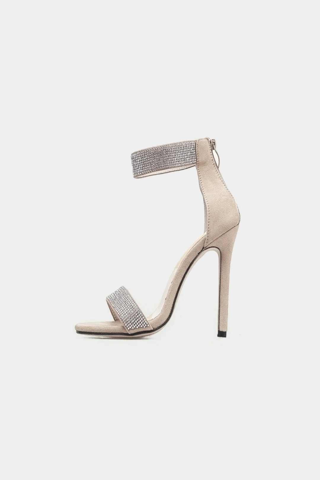 Faux Leather Rhinestone Decor Heels - Image 2