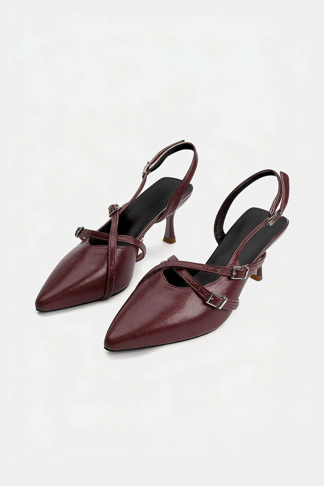 Leather Buckle Pointed Heels