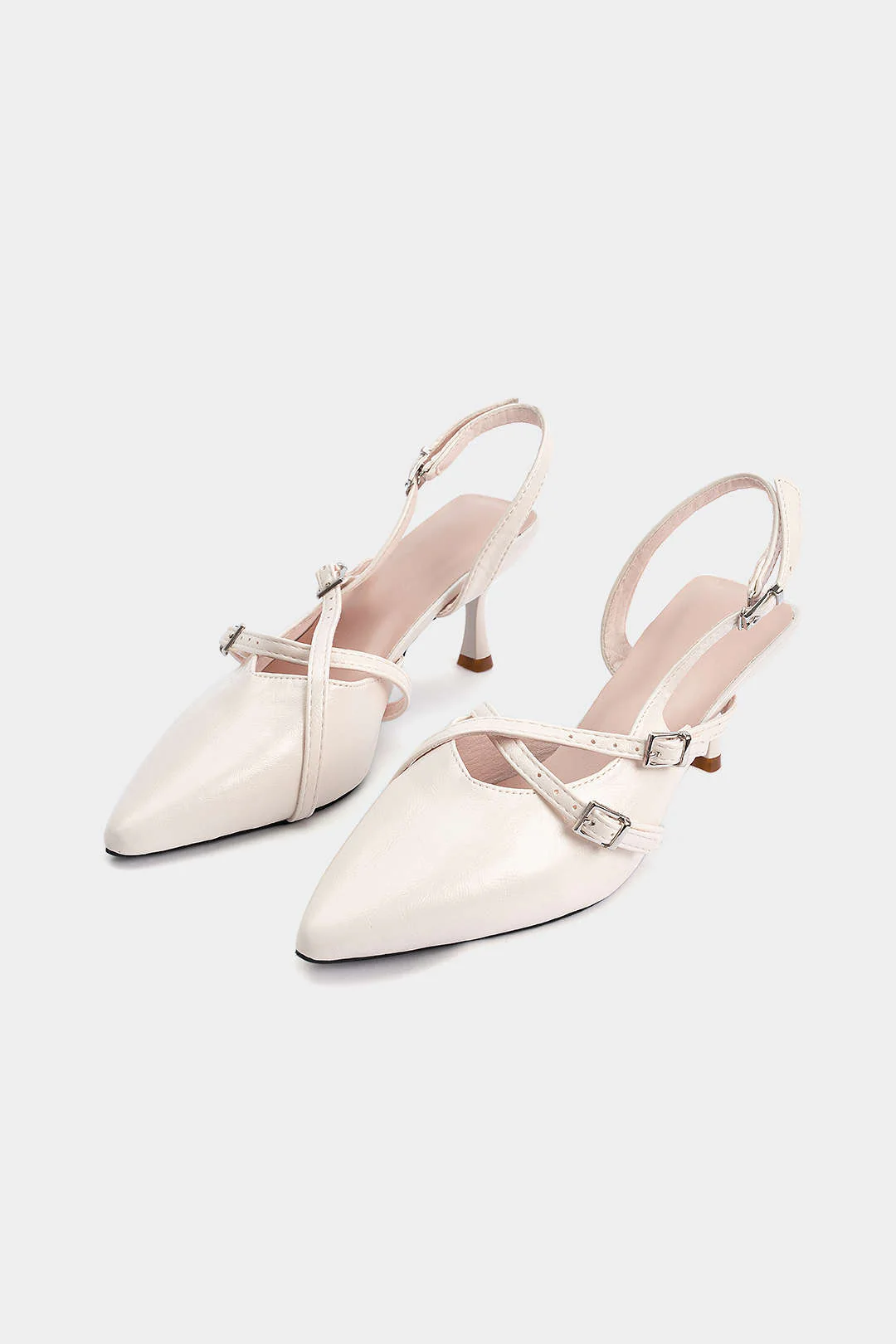 Leather Buckle Pointed Heels - Image 2