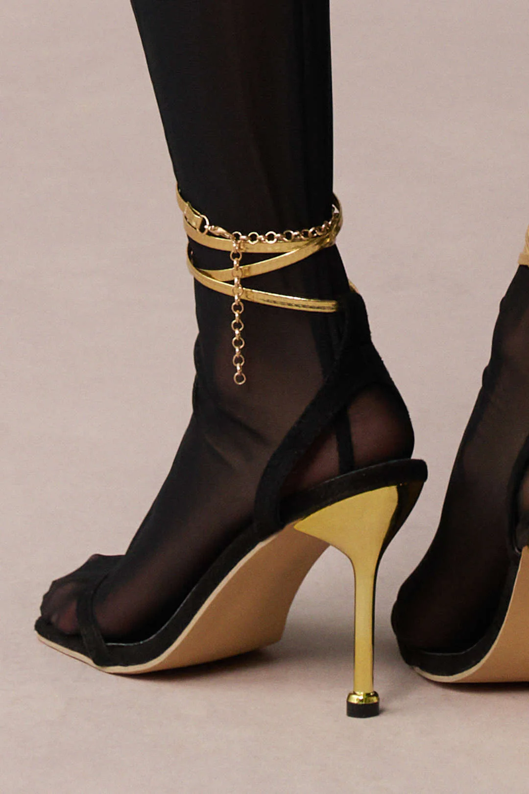 Square Toe Chain High Heels - Image 5