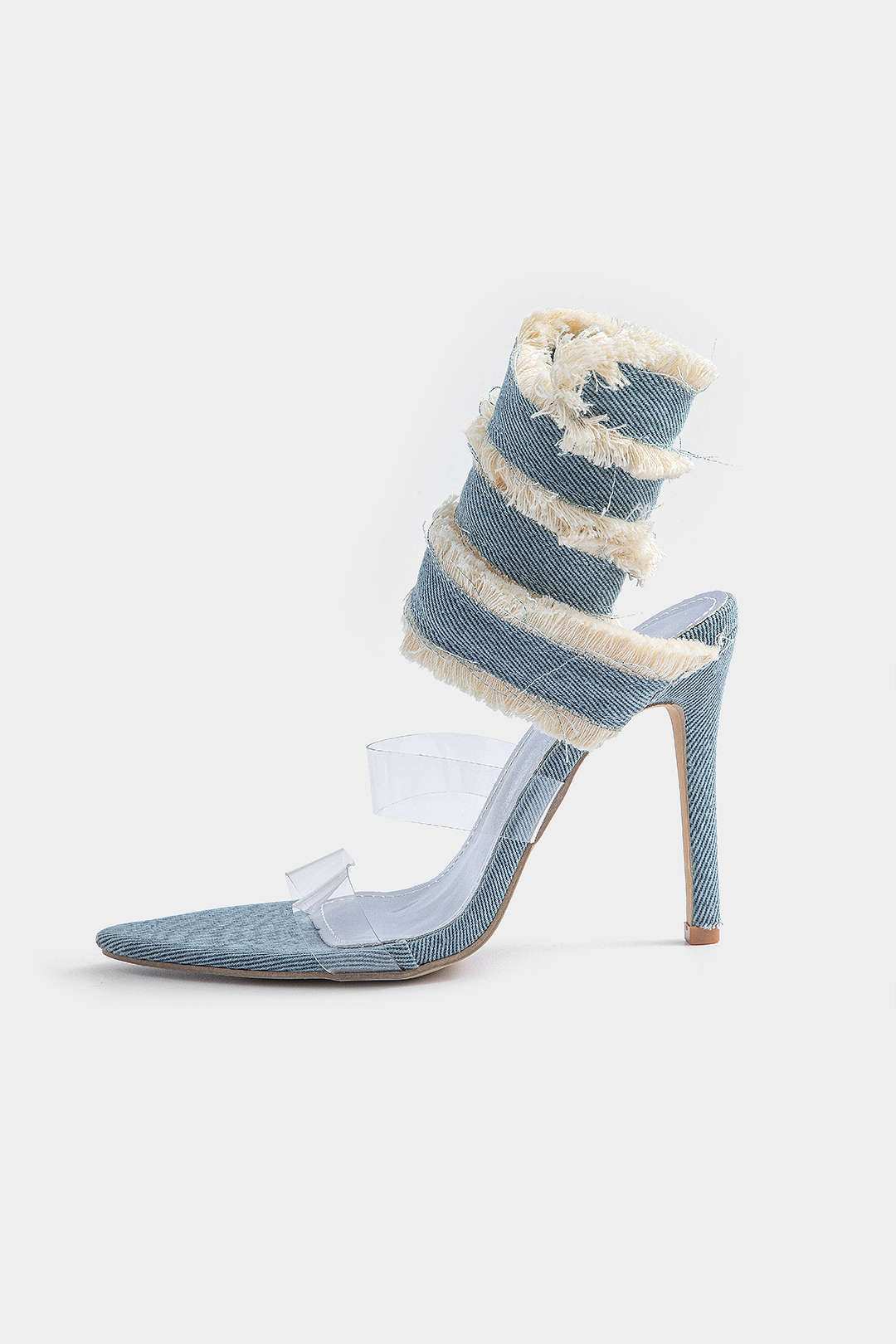 Denim Lace-up High Heel Sandals - Image 3