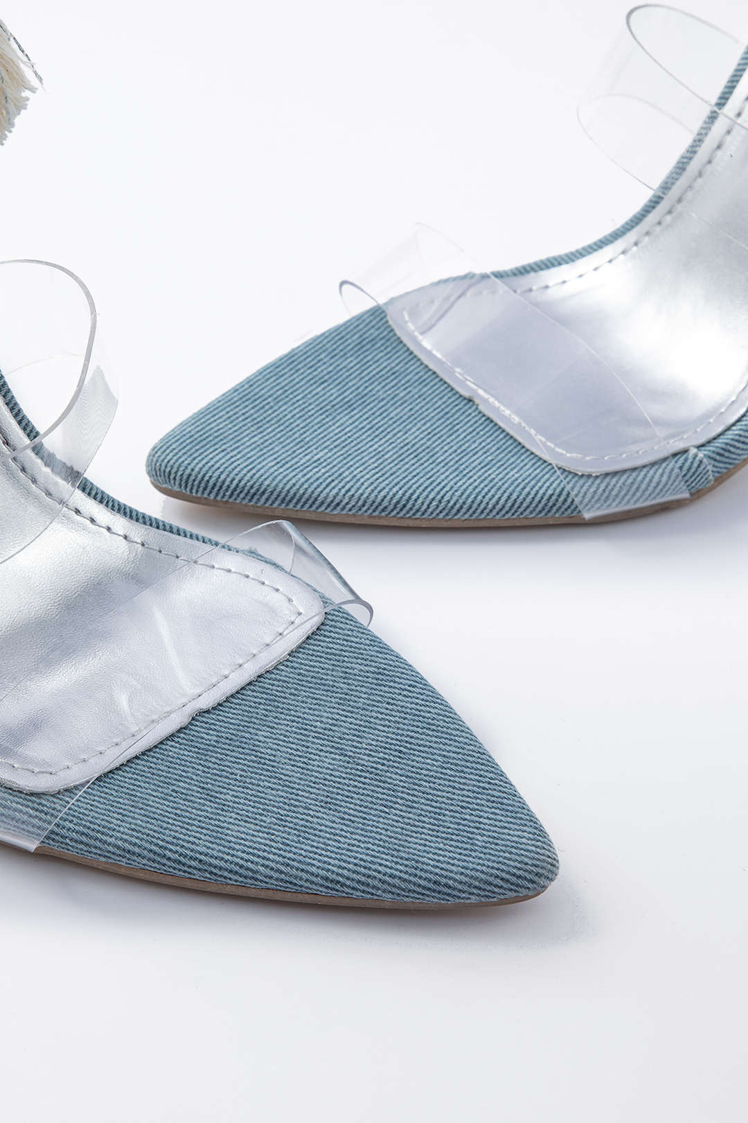 Denim Lace-up High Heel Sandals - Image 4