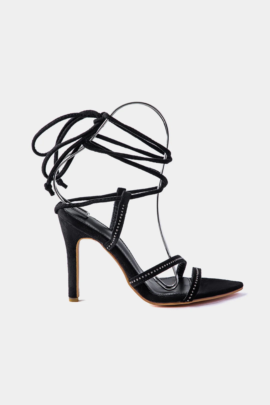 Rhinestone Lace-Up Pointed Heels - Image 3