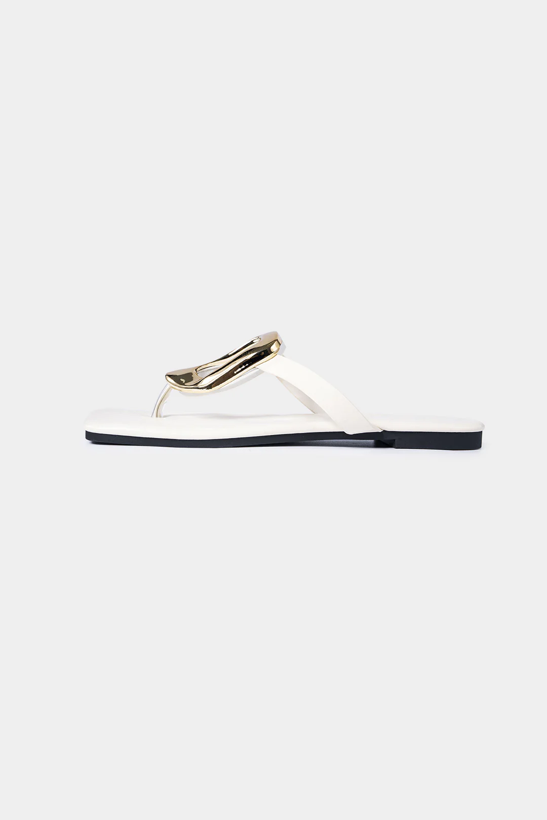Metallic Decor Open Toe Flats - Image 3