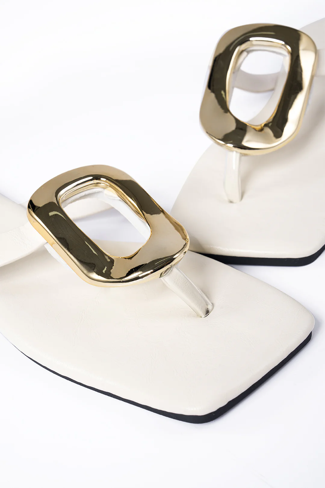 Metallic Decor Open Toe Flats - Image 4