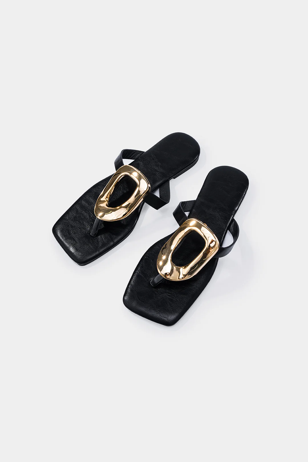 Metallic Decor Open Toe Flats - Image 5