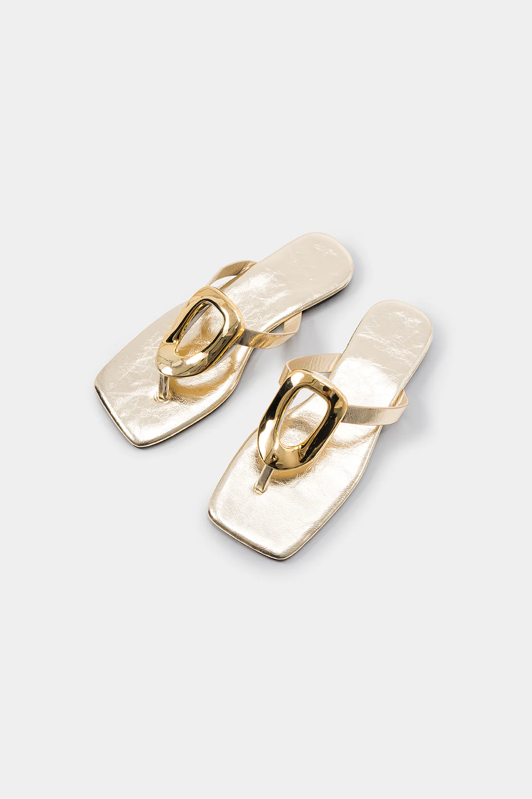 Metallic Decor Open Toe Flats - Image 6