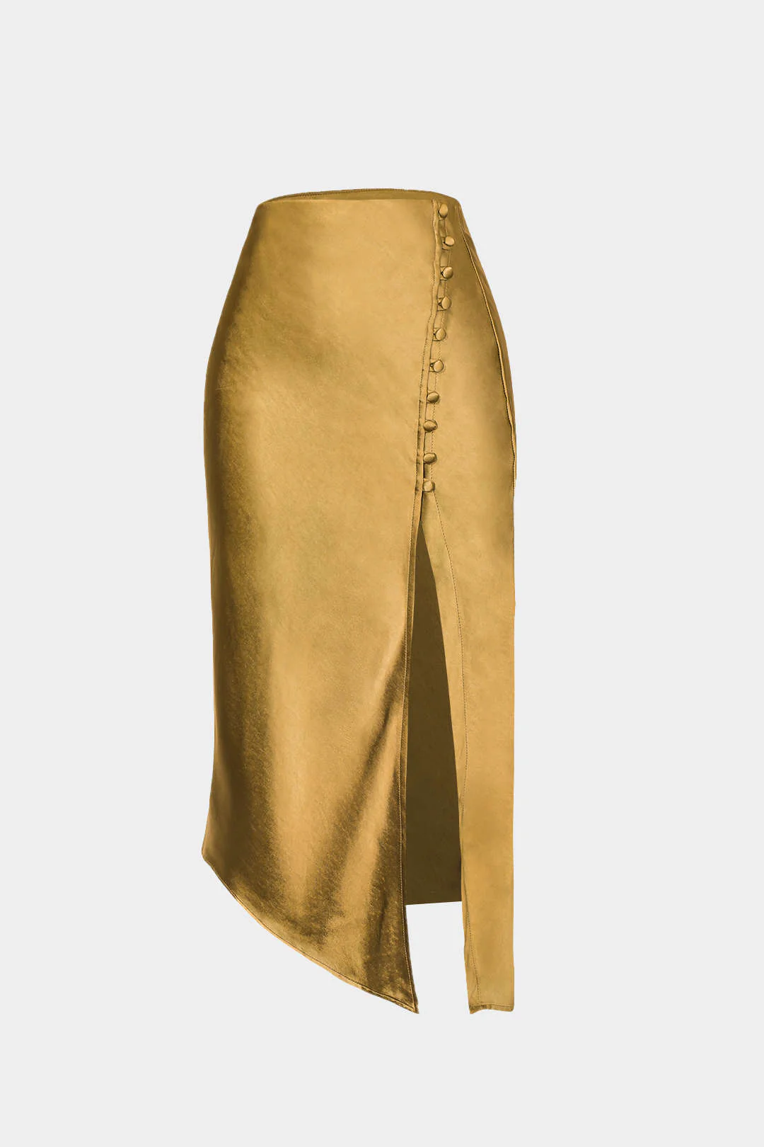 Asymmetric Hem Split Button Decor Skirt - Image 12