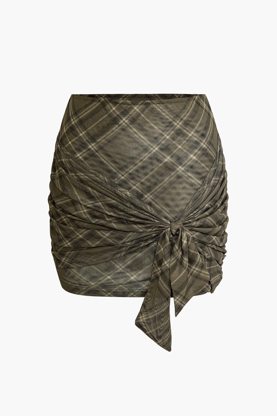Plaid Print Tie Front Mini Skirt - Image 2