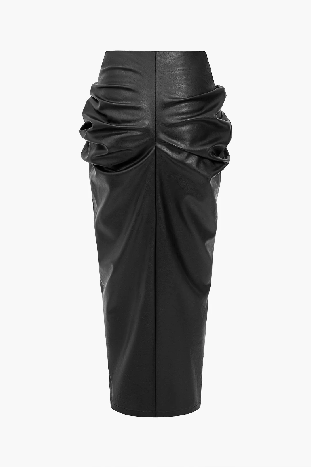 Faux Leather Ruched Skirt - Image 2