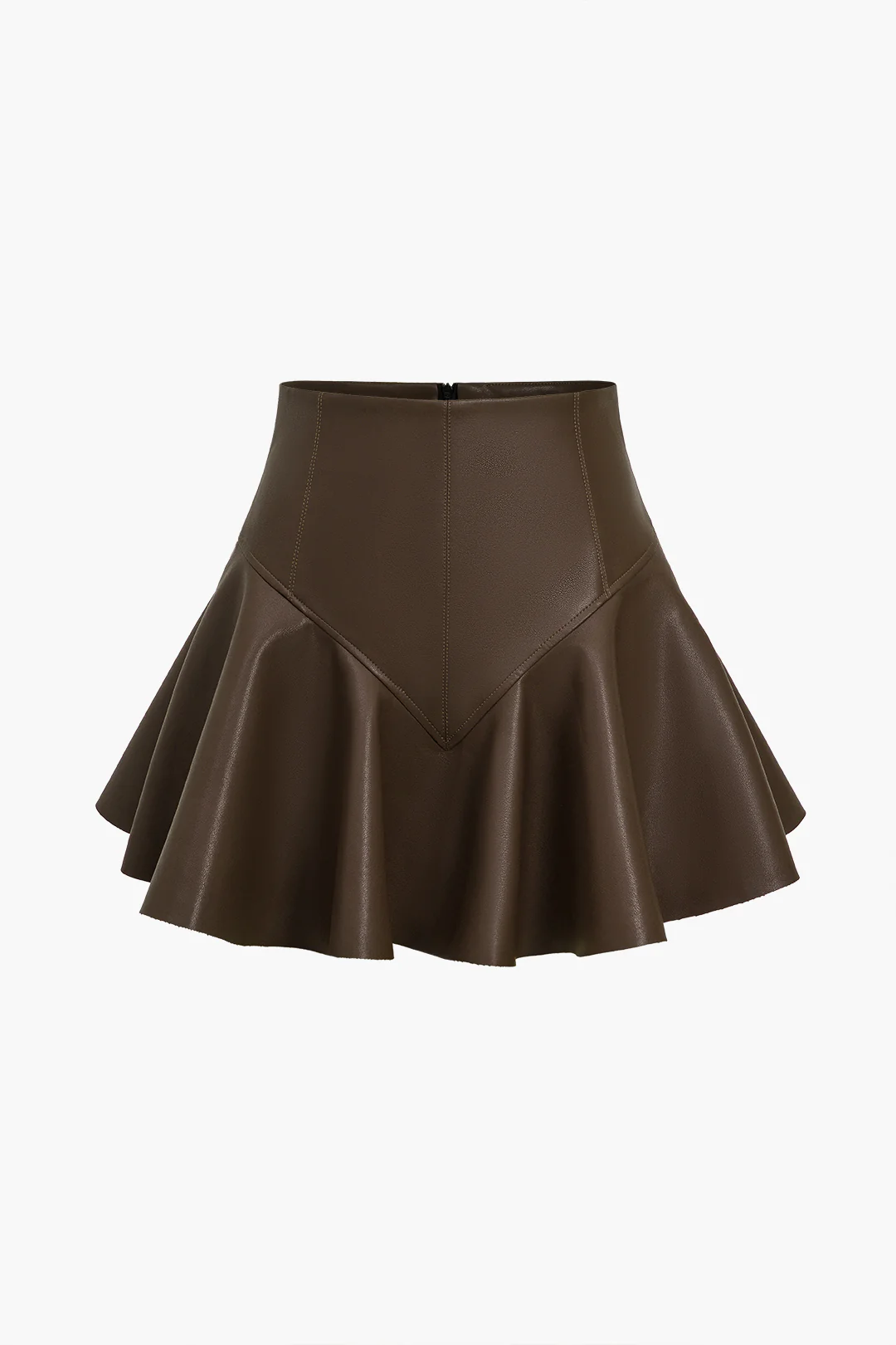 Basic Faux Leather Ruched Mini Skirt - Image 11