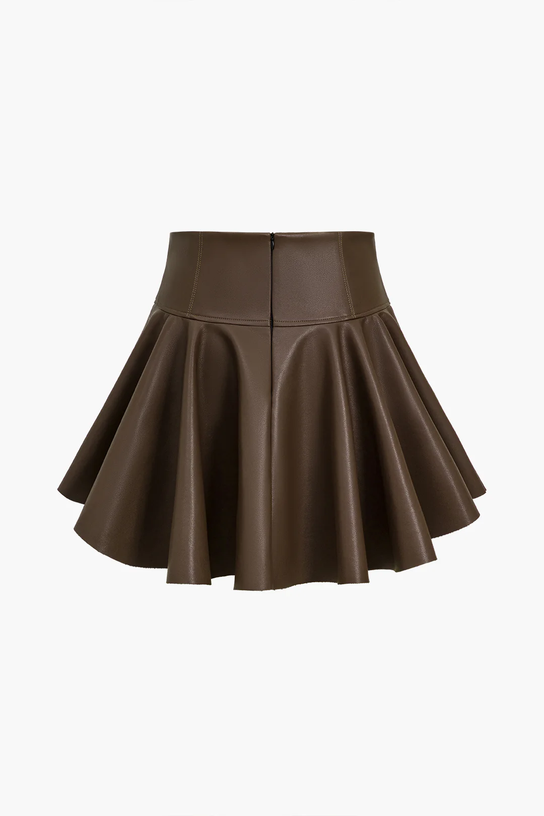 Basic Faux Leather Ruched Mini Skirt - Image 12