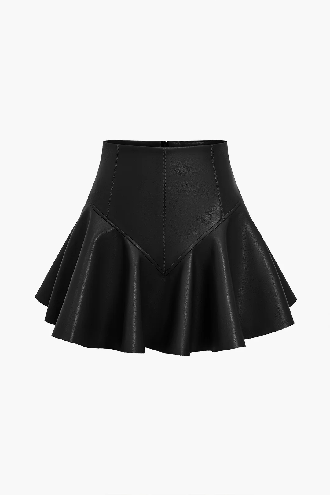 Basic Faux Leather Ruched Mini Skirt - Image 8