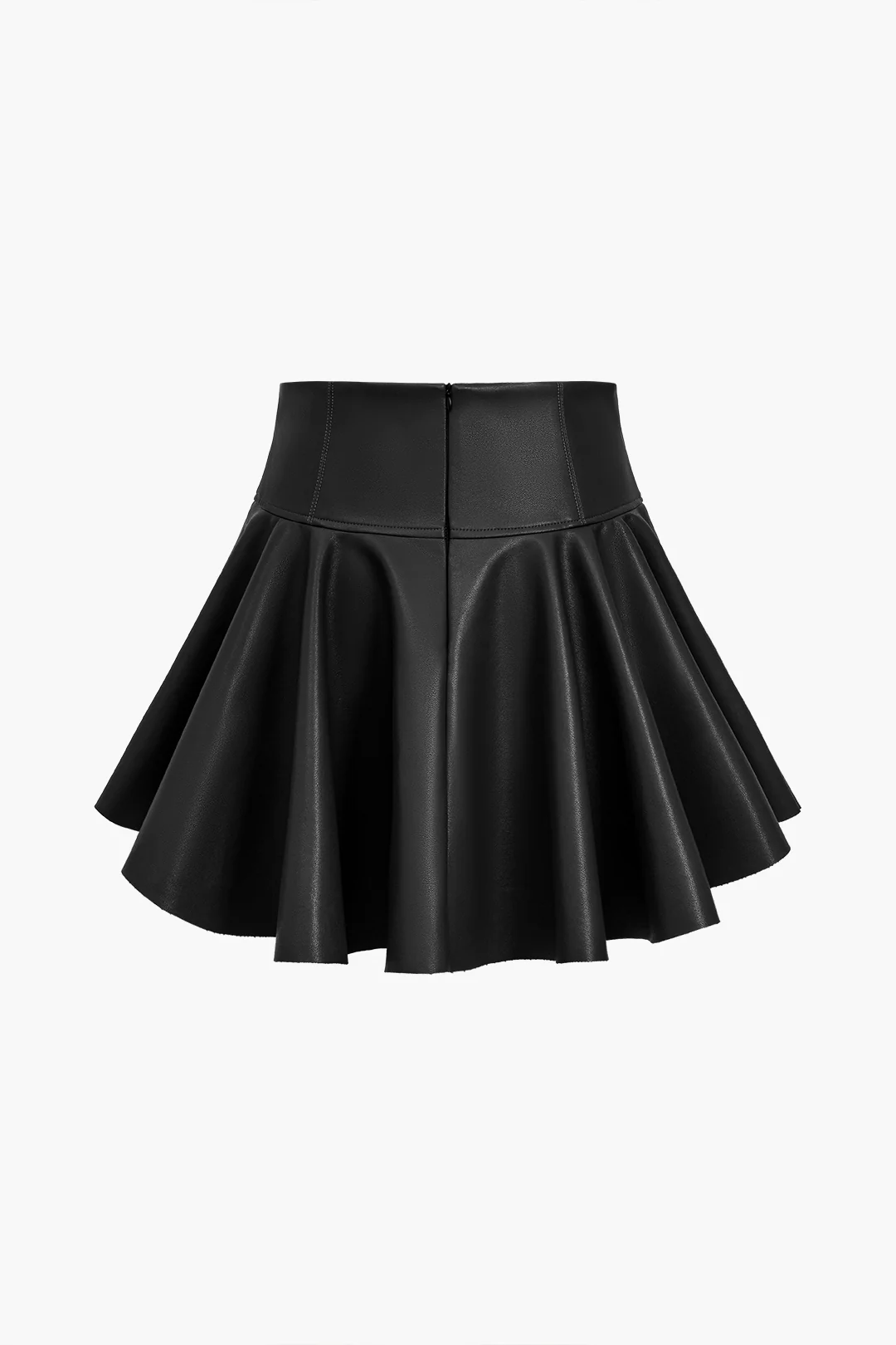 Basic Faux Leather Ruched Mini Skirt - Image 9