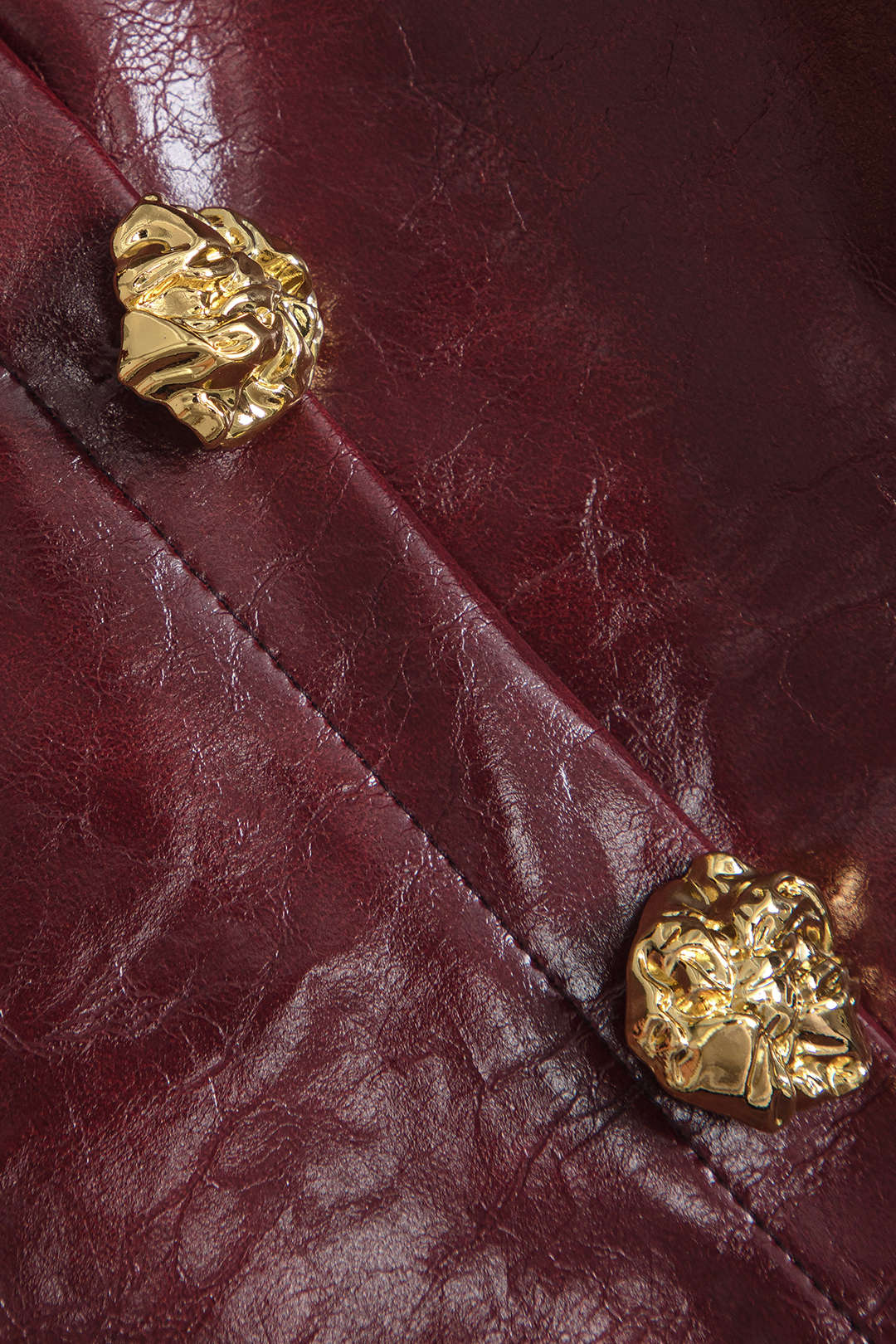 Solid Pu Button Asymmetrical Skirt - Image 3