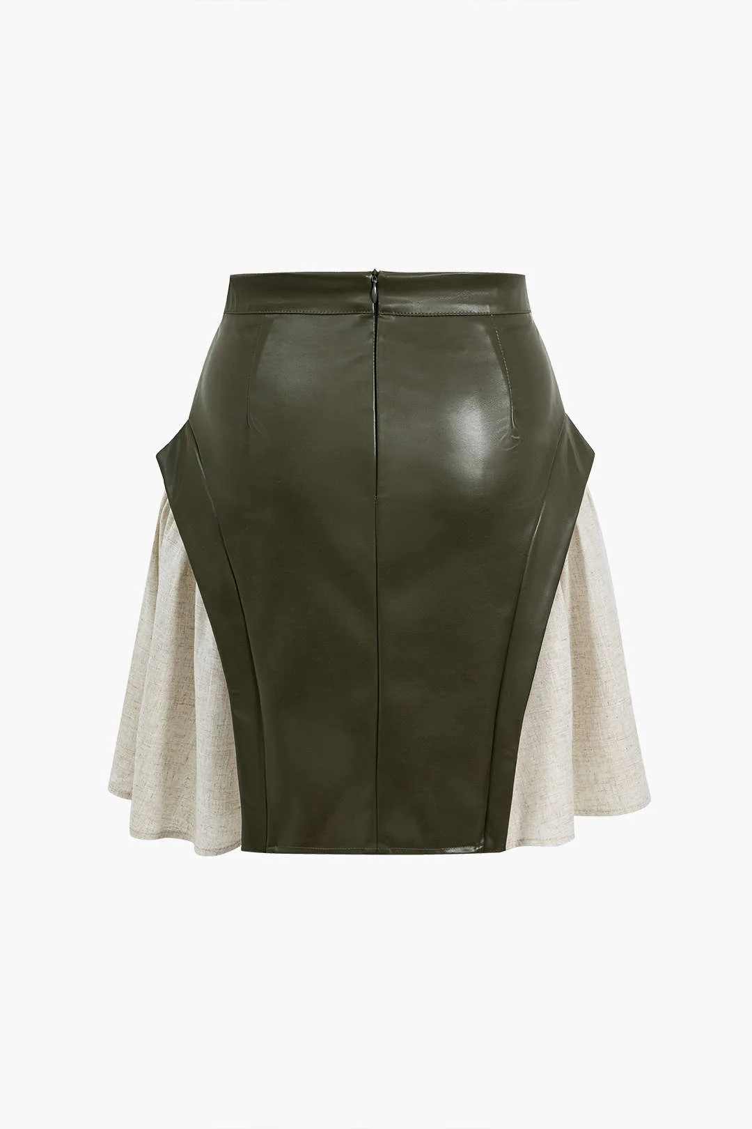 Color Block Patchwork Ruched Zipper Skirt - Image 12