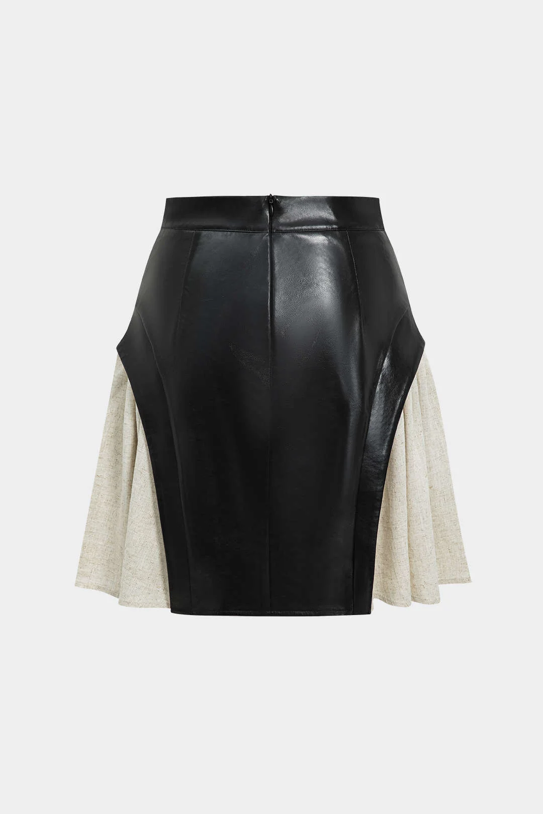 Color Block Patchwork Ruched Zipper Skirt - Image 2
