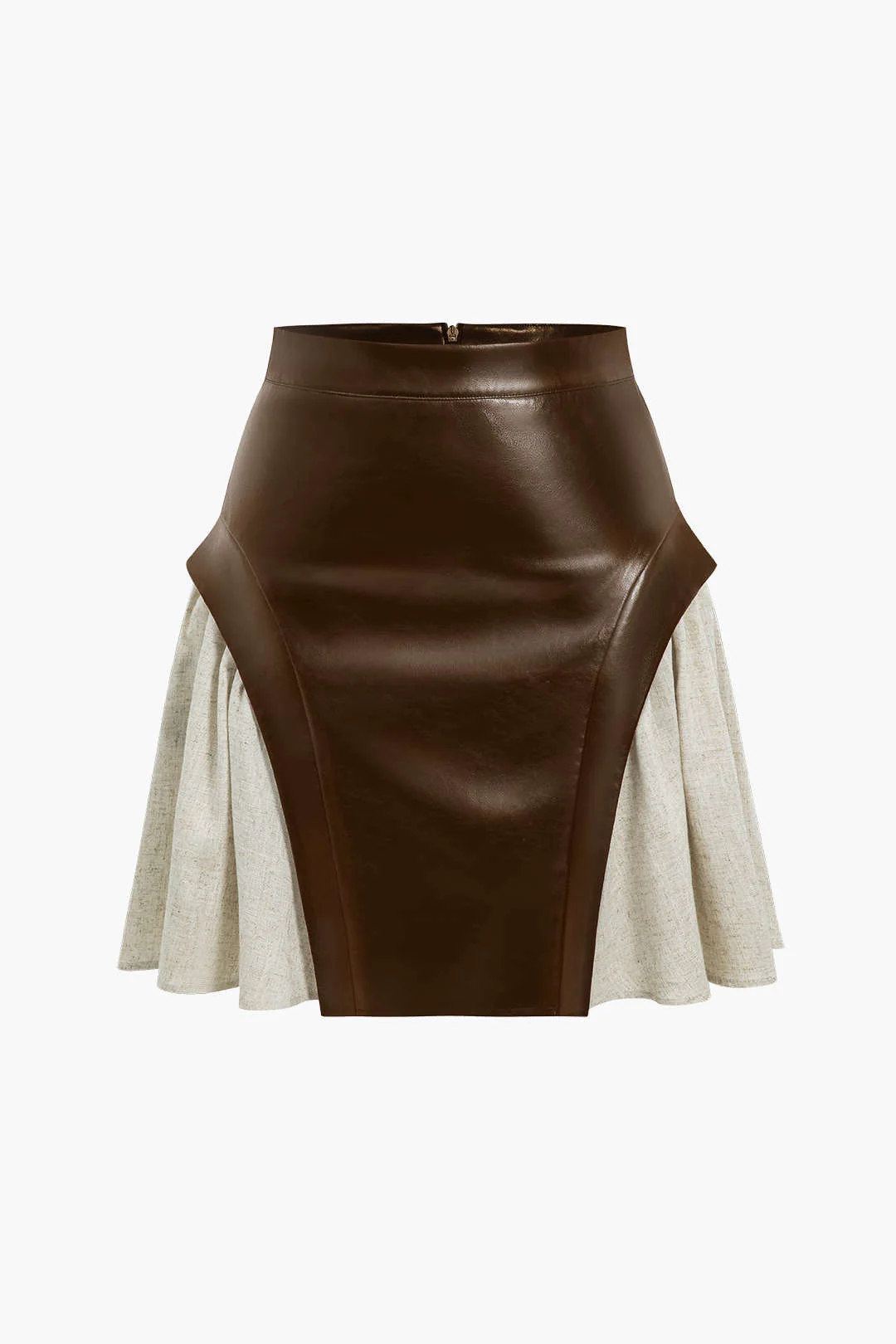 Color Block Patchwork Ruched Zipper Skirt - Image 9