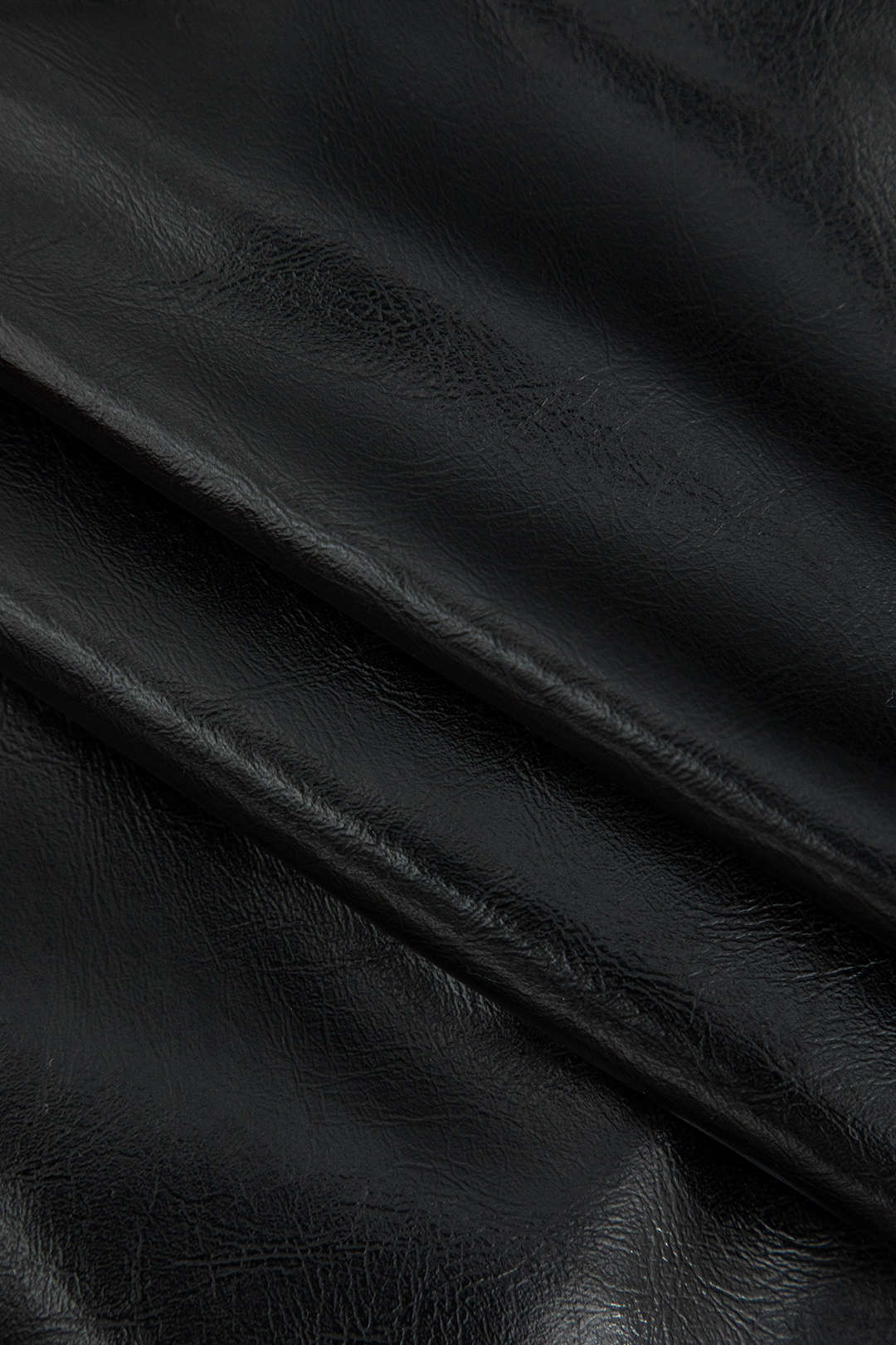 Contrast Faux Leather And Linen Slit Asymmetrical Skirt - Image 4