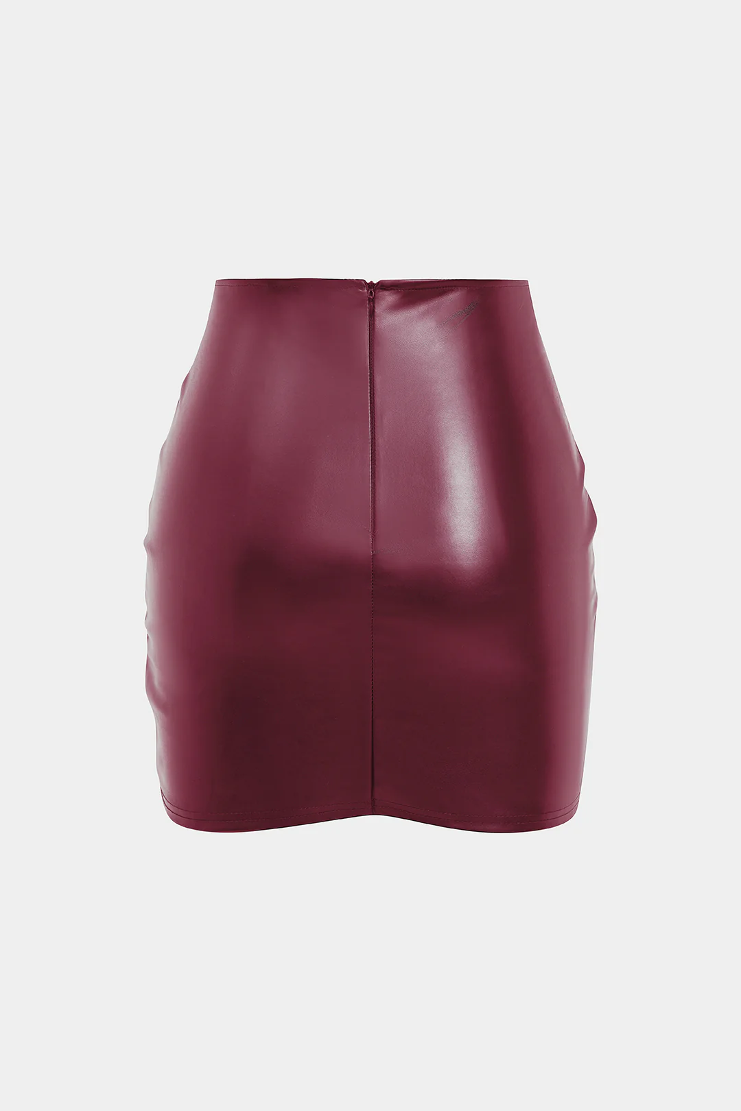 Solid Faux Leather Ruched Skirt - Image 2