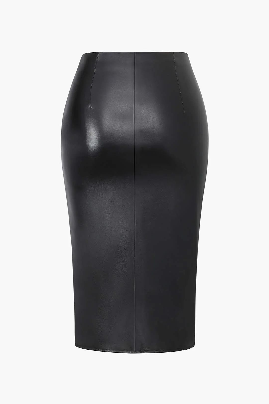 Plus Size Faux Leather Ruched Zipper Skirt - Image 2