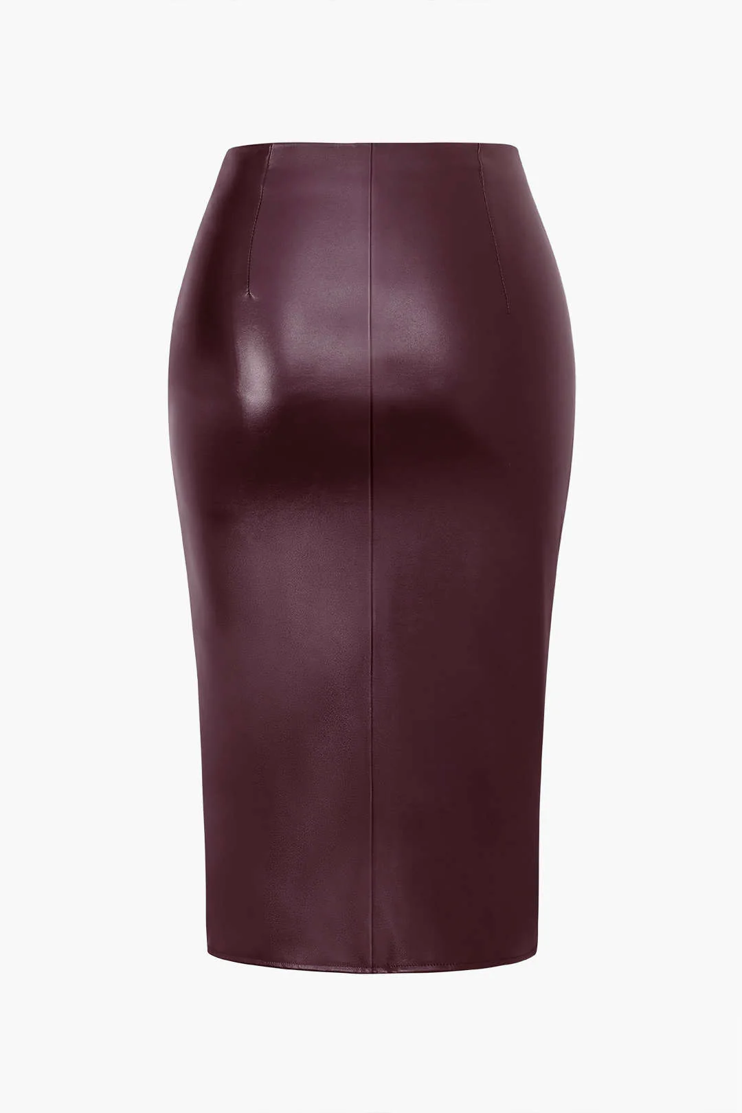 Plus Size Faux Leather Ruched Zipper Skirt - Image 4