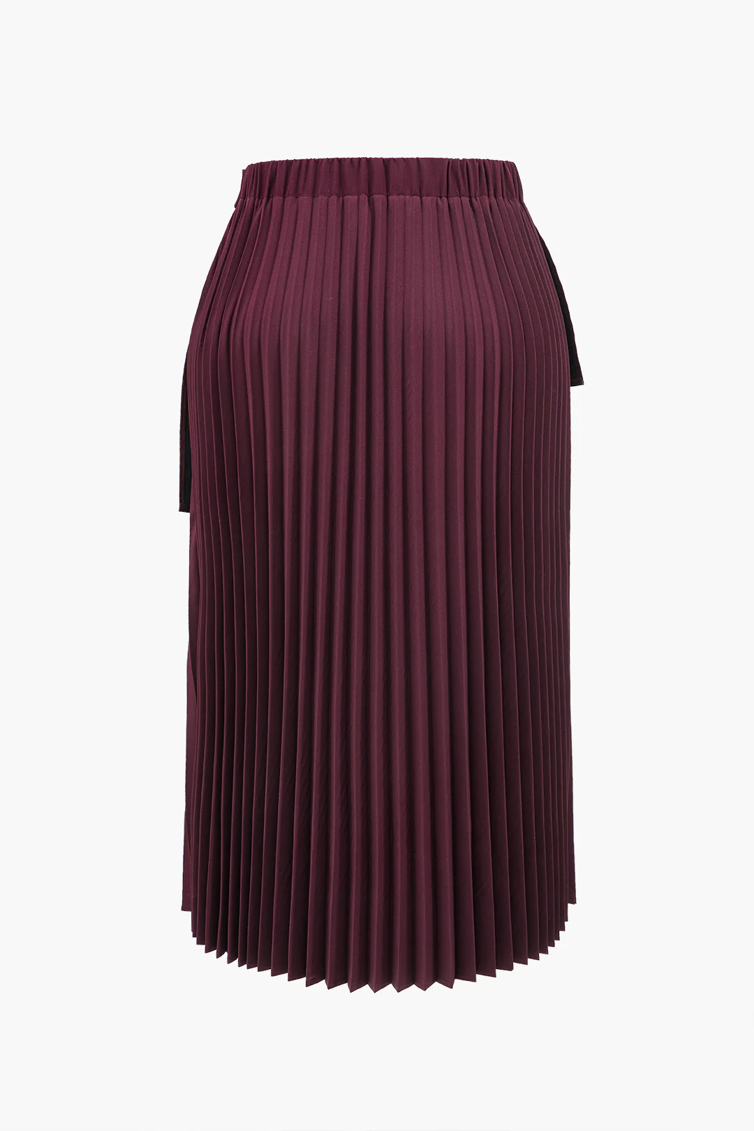 Plus Size Faux Leather Patchwork Pleated Asymmetrical Skirt - Image 2