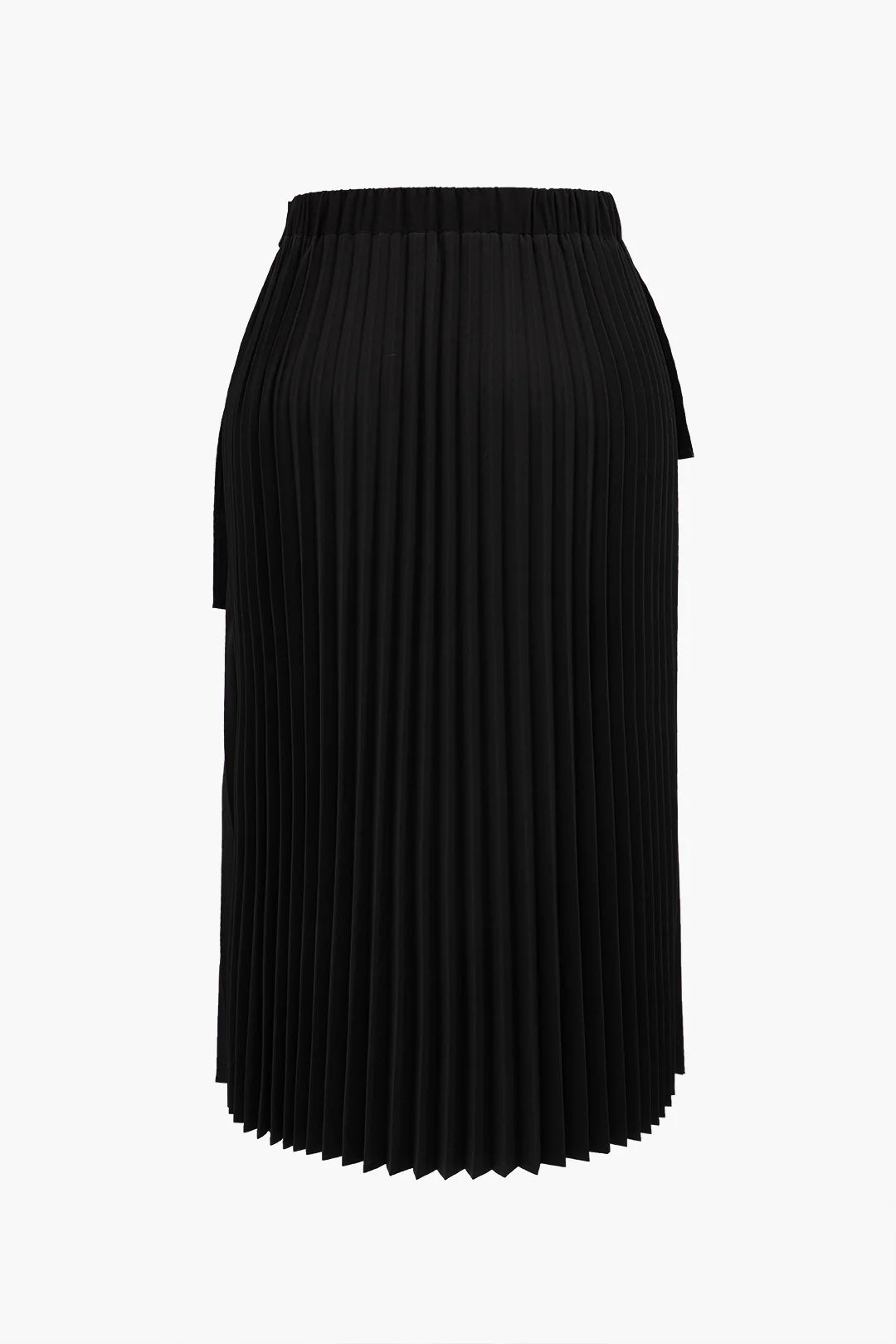Plus Size Faux Leather Patchwork Pleated Asymmetrical Skirt - Image 6