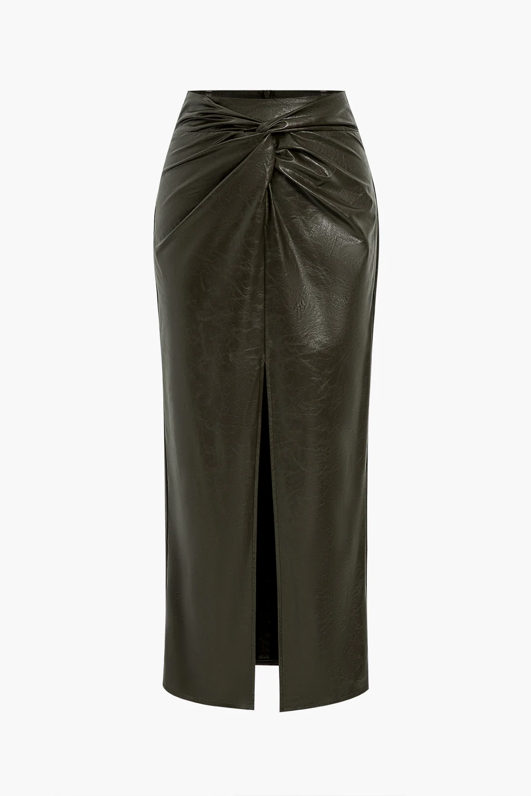 Faux Leather Twist Slit Skirt - Image 4