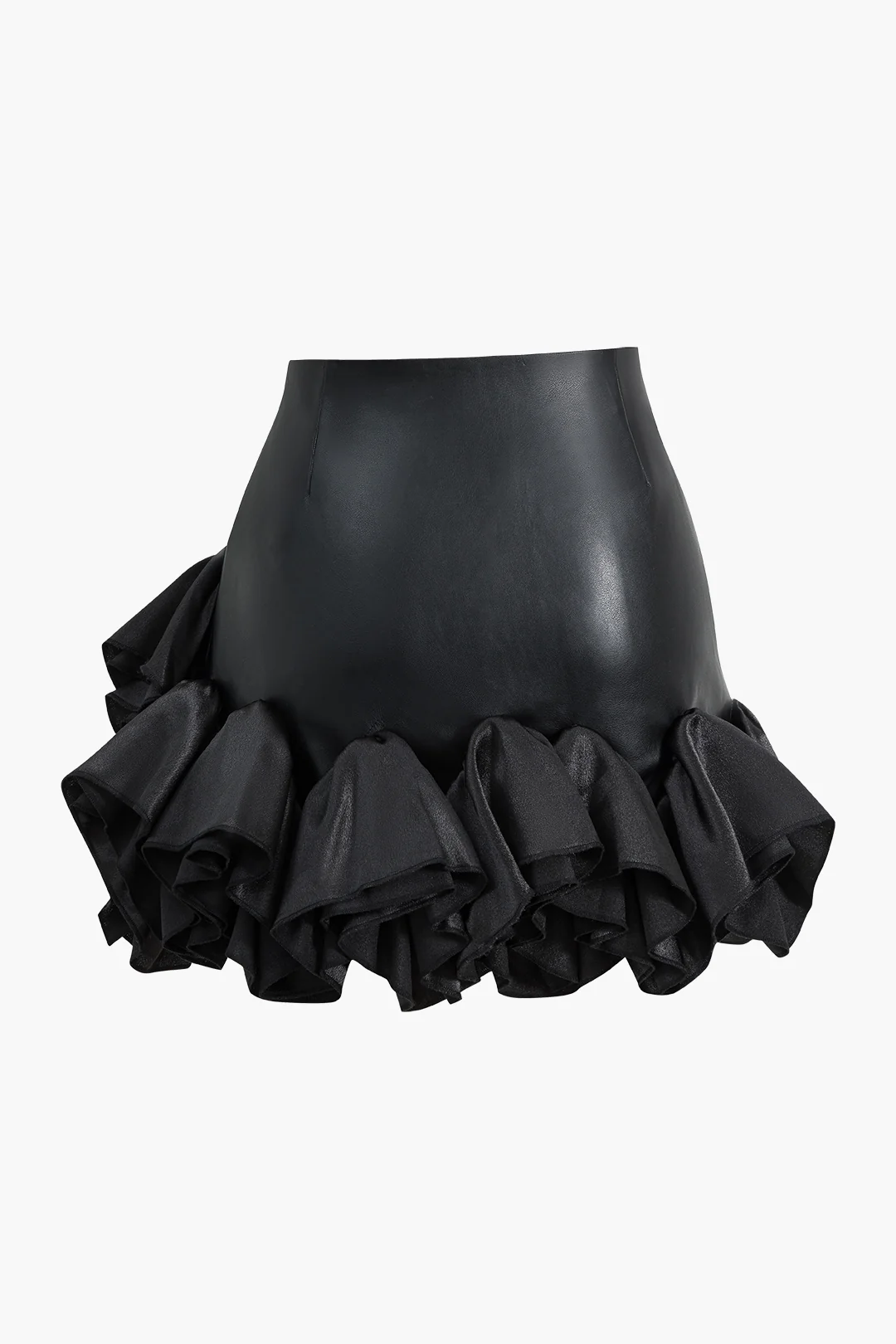 Faux Leather Ruffle Mini Skirt - Image 2