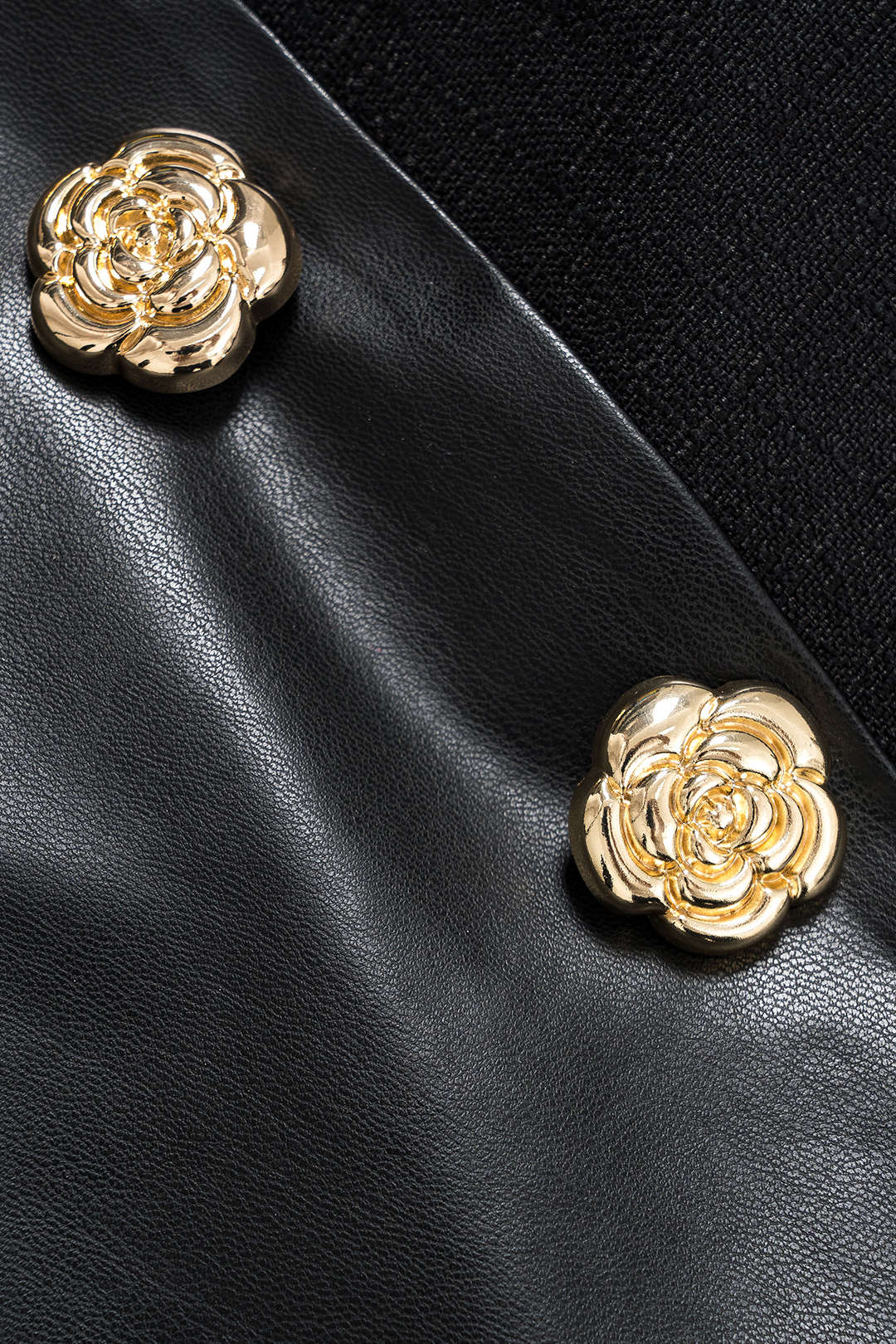 Faux Leather Button Mini Skirt - Image 3