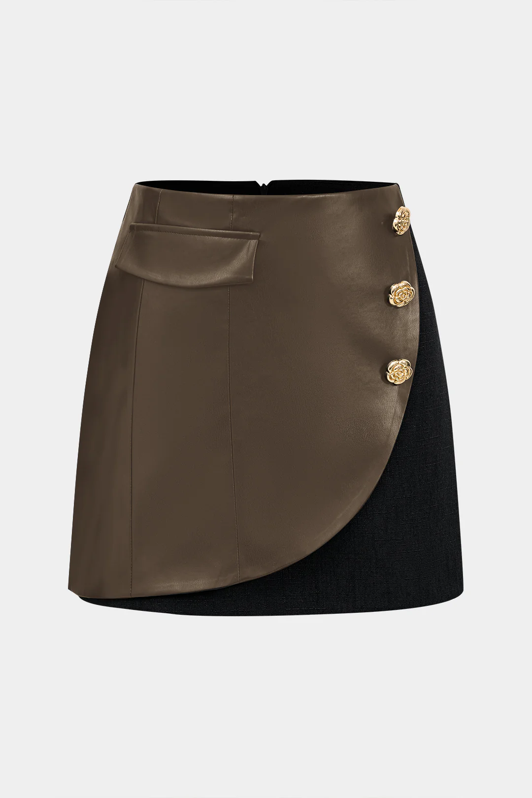 Faux Leather Button Mini Skirt - Image 5