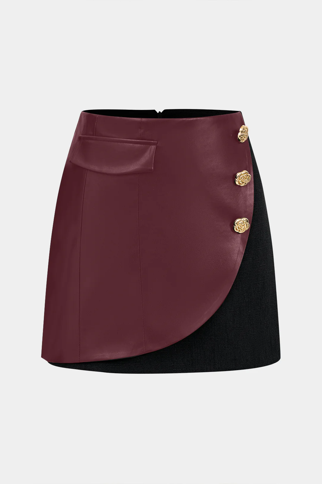 Faux Leather Button Mini Skirt - Image 7
