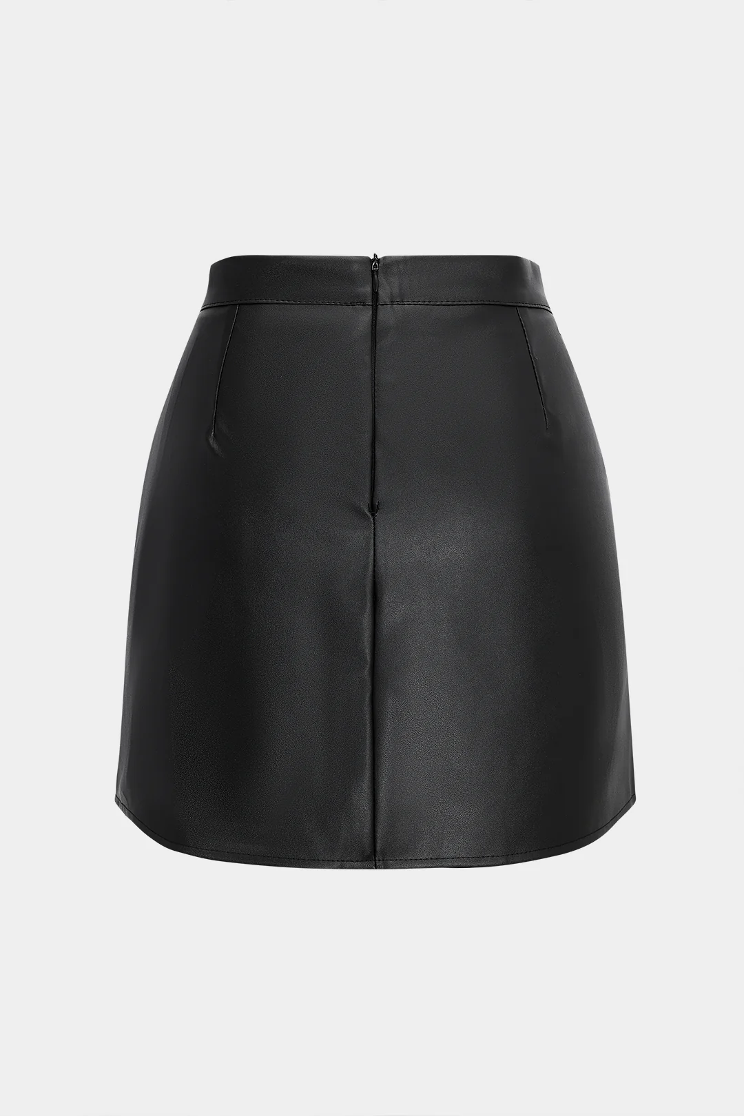 Faux Leather High Waist Ruched Skirt - Image 2