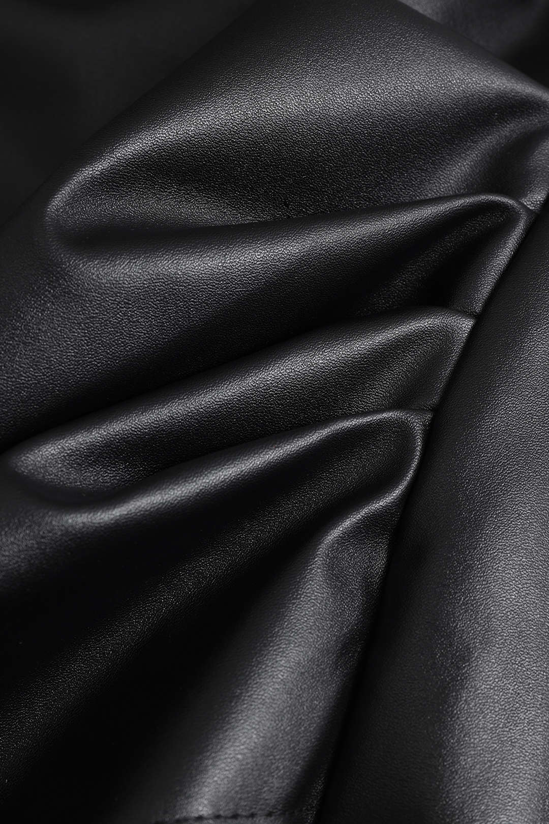 Faux Leather High Waist Ruched Skirt - Image 3