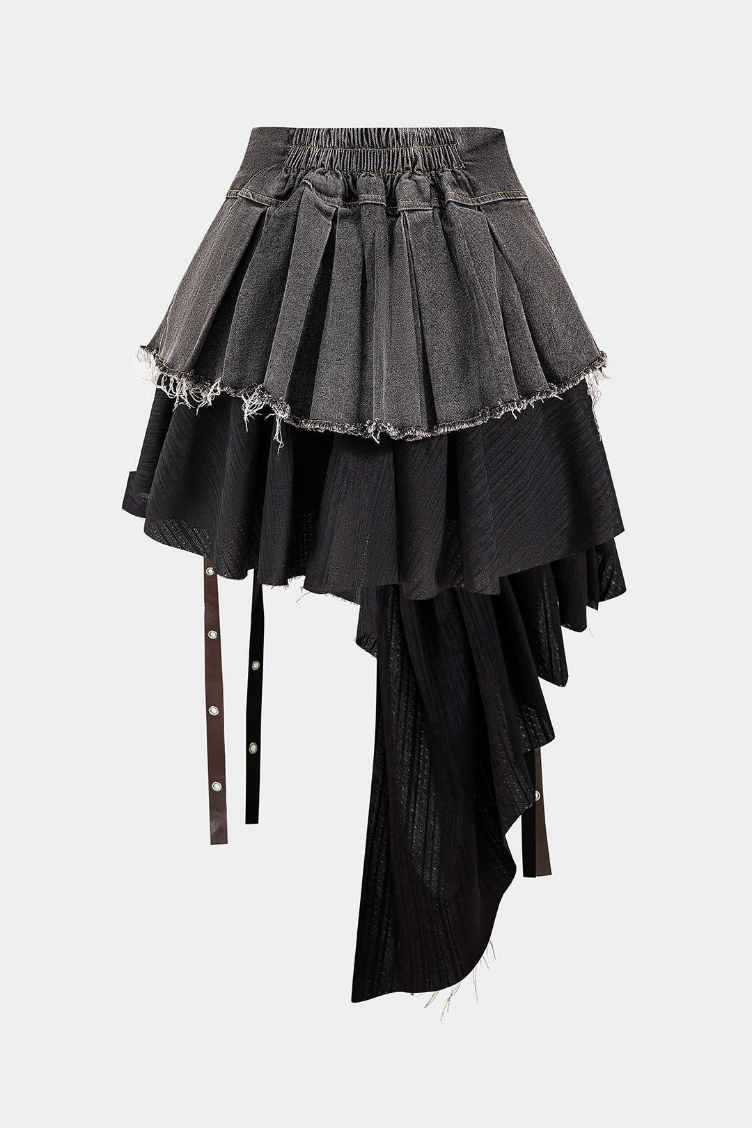 Denim High Waist Patchwork Skirt - Image 10