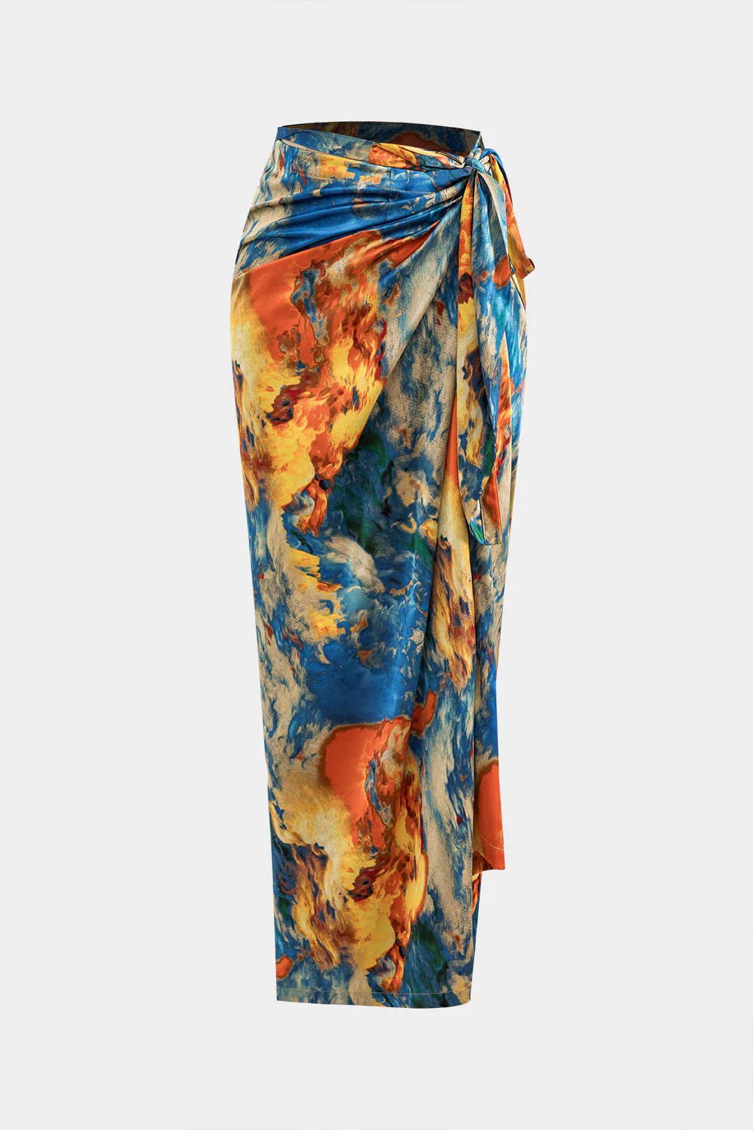 Satin Floral Print Tie Front Skirt - Image 12