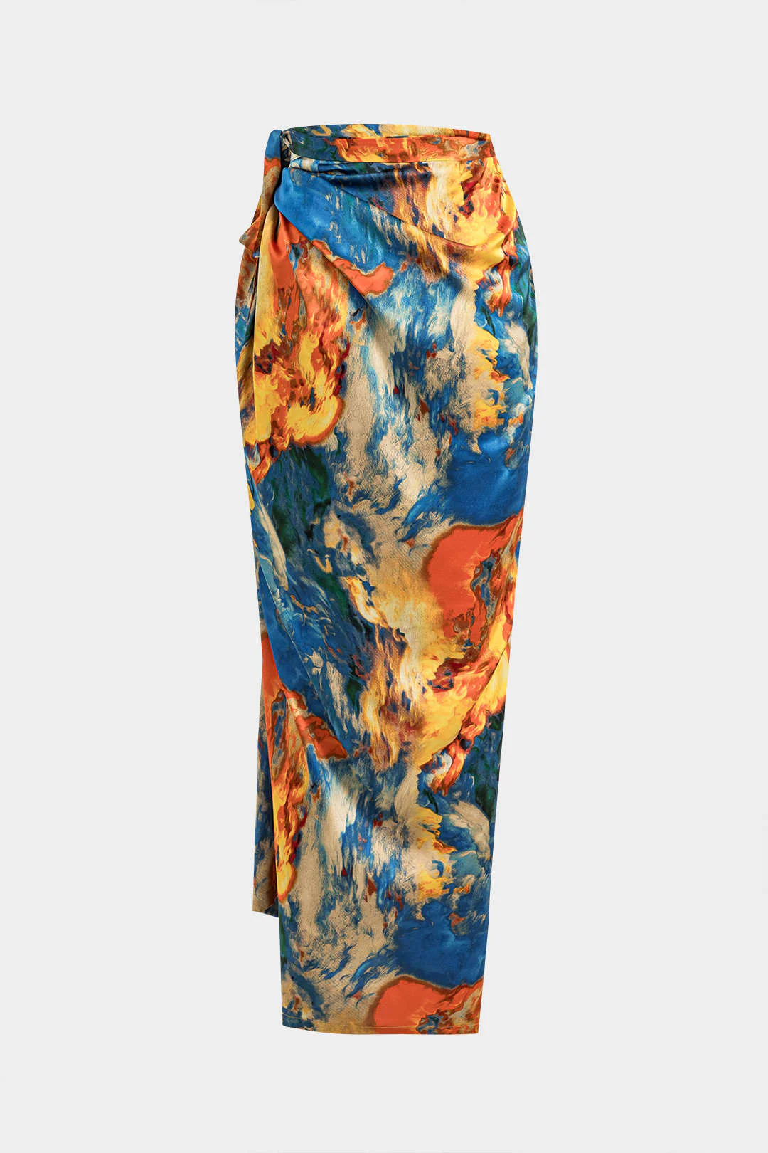Satin Floral Print Tie Front Skirt - Image 13