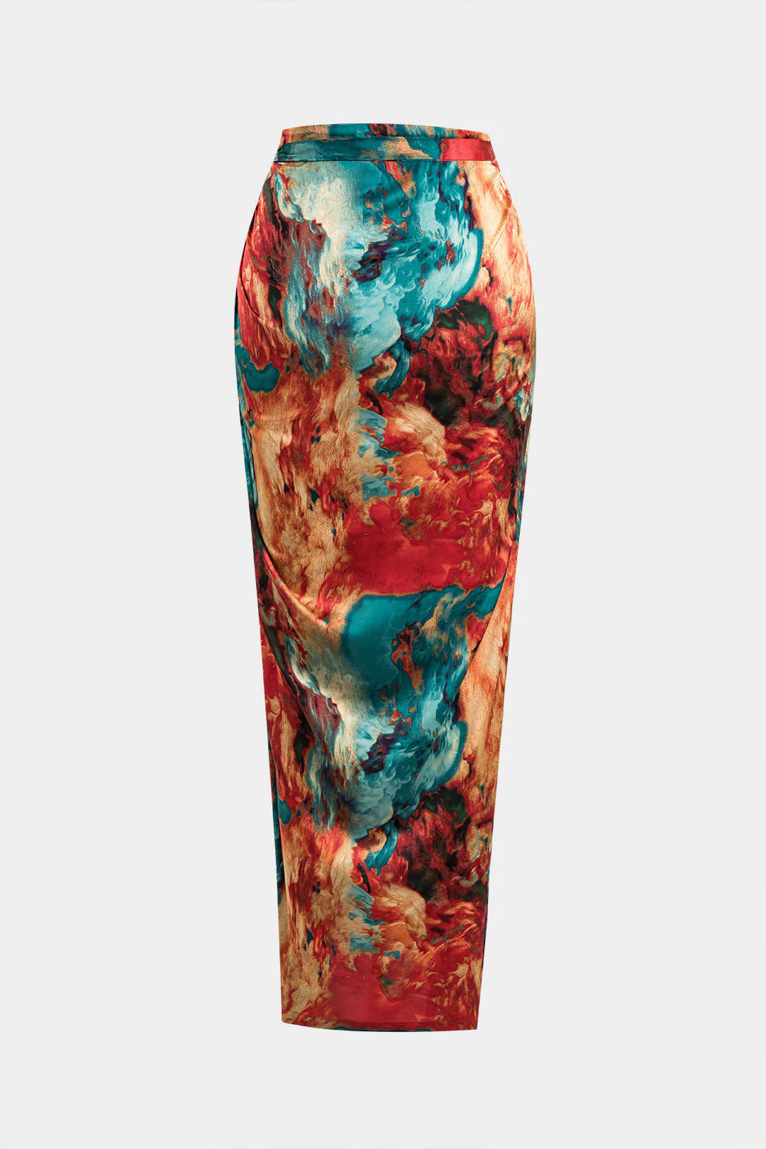 Satin Floral Print Tie Front Skirt - Image 8