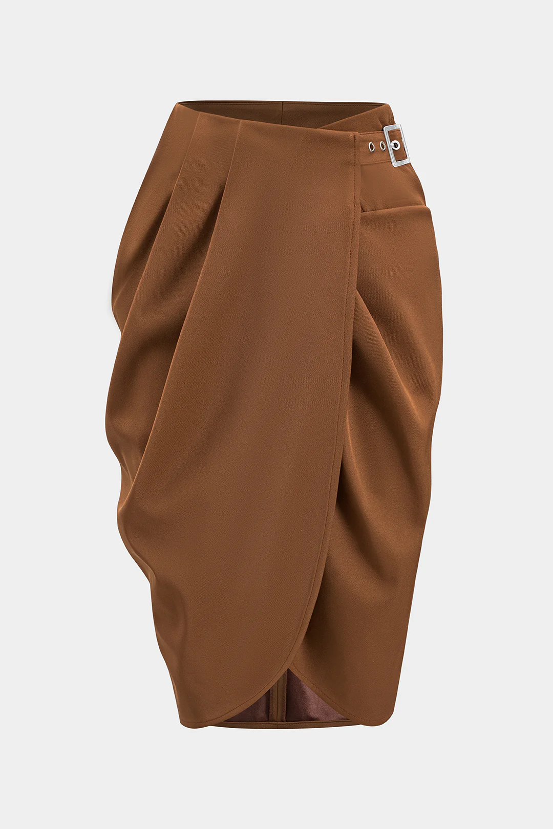 Asymmetry Belt Ruched Midi Skirt - Image 2