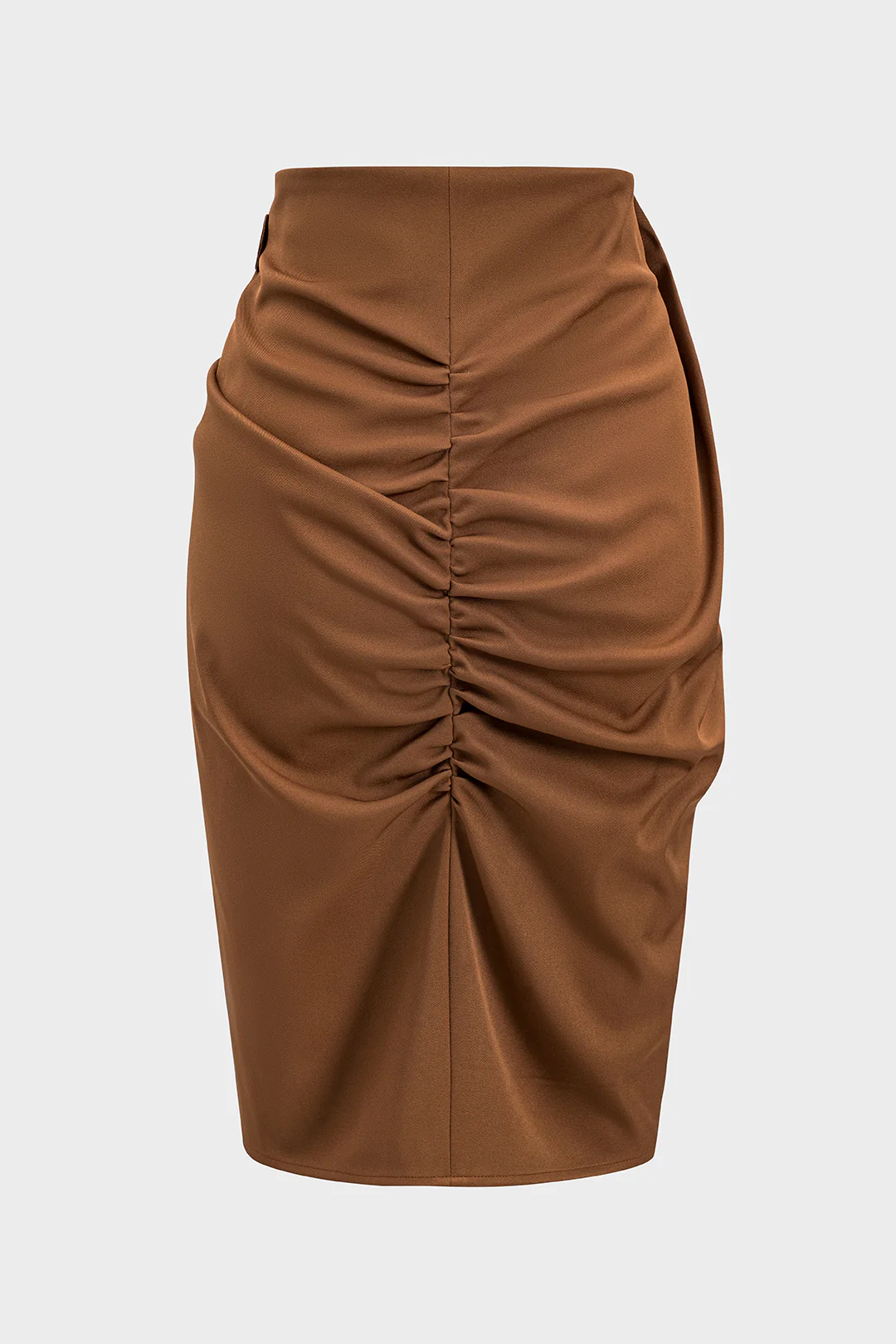 Asymmetry Belt Ruched Midi Skirt - Image 3
