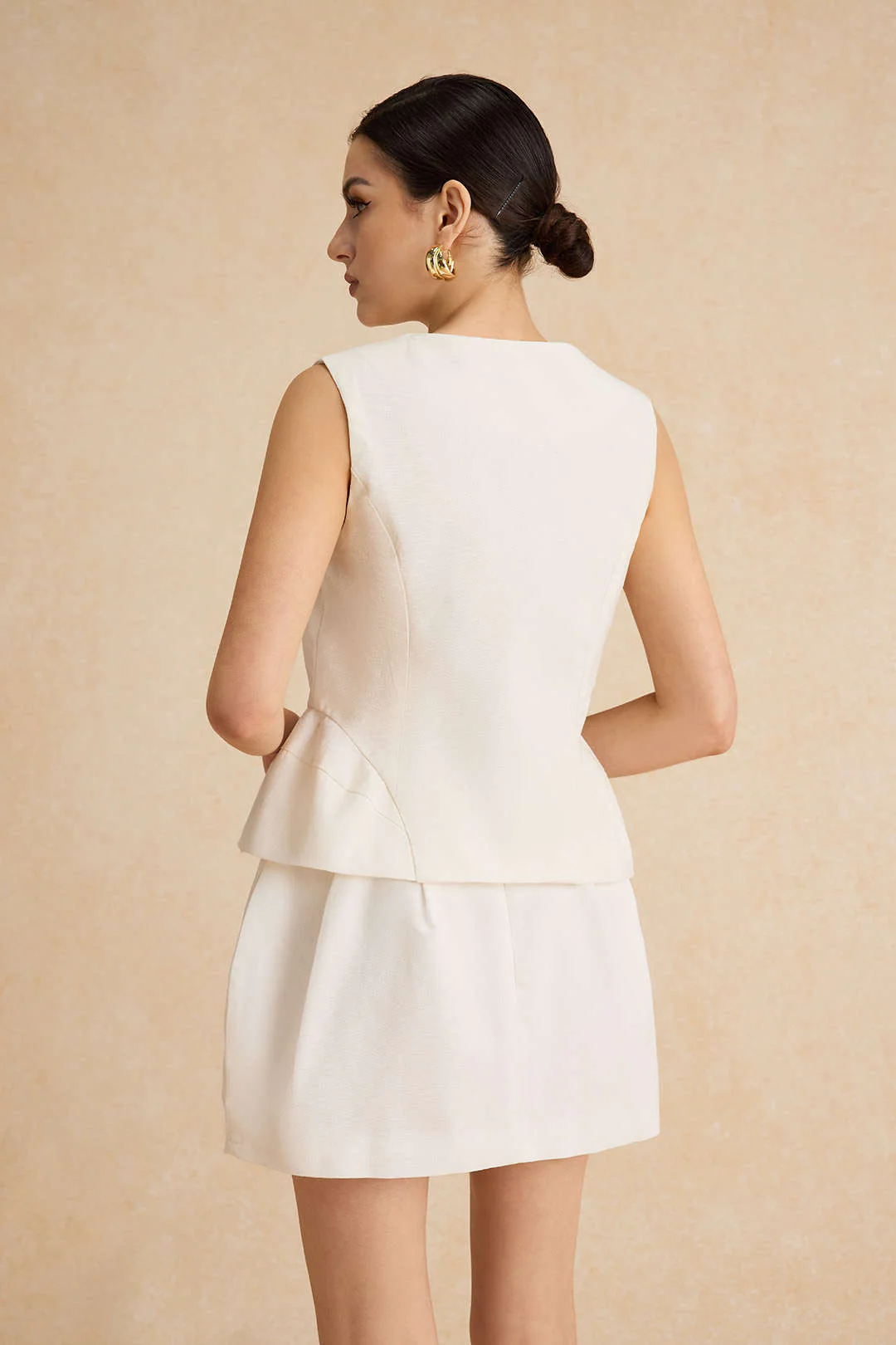 Linen Ruched Zipper Skirt - Image 8