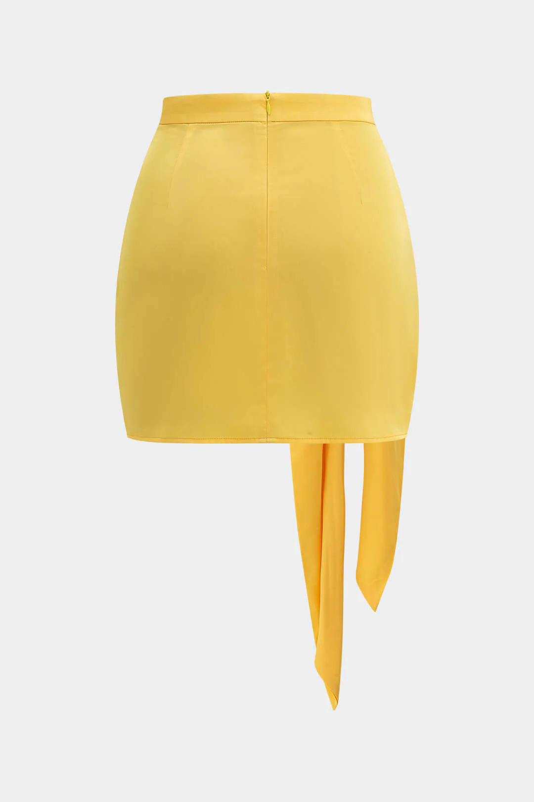 Ombre Print Satin Ruched Tie Front Zipper Skirt - Image 7