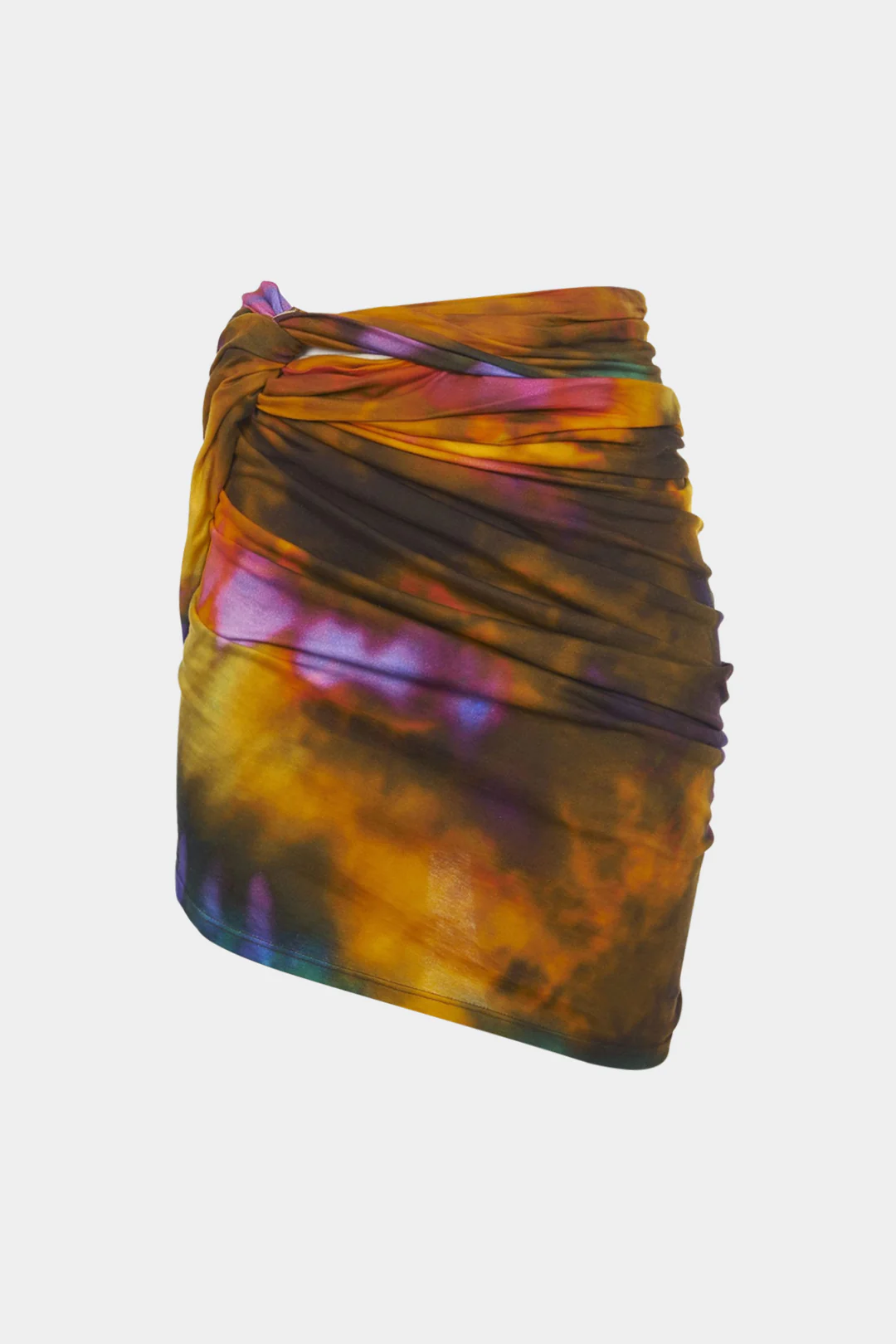 Tie Dye Ombre Print Ruched Twist Knot Skirt - Image 2