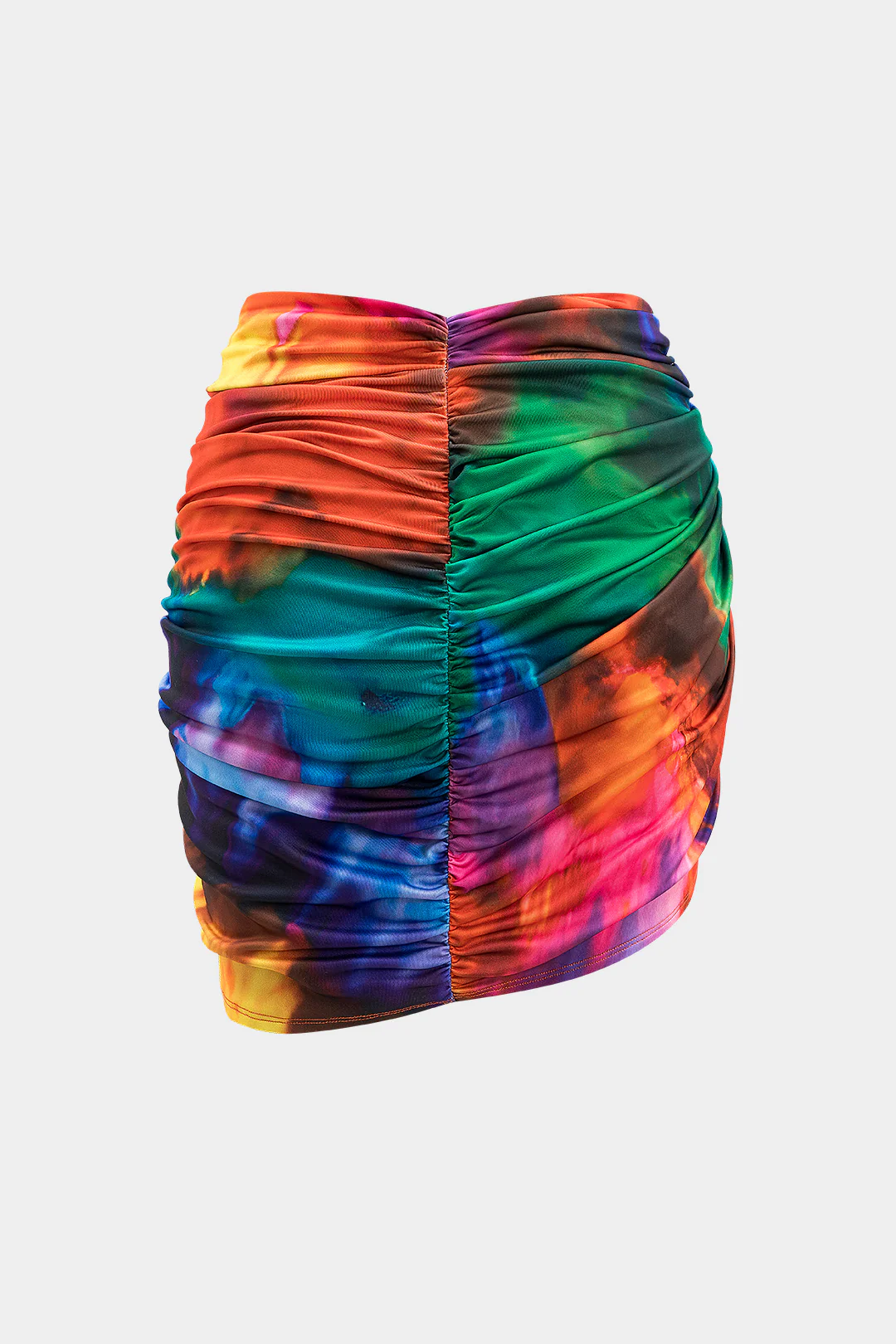 Tie Dye Ombre Print Ruched Twist Knot Skirt - Image 4