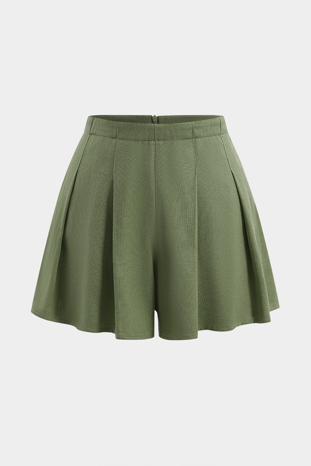 Linen Pleated Zipper Shorts - Image 11