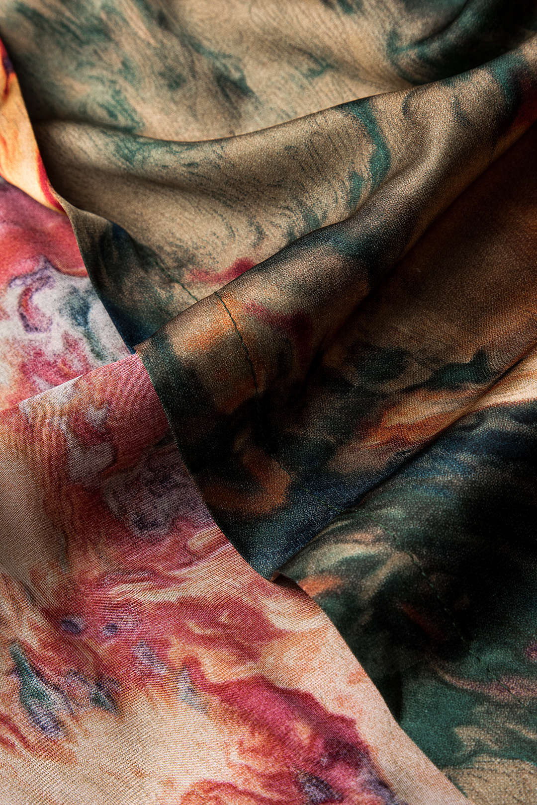 Plus Size Abstract Print Satin Tie Front Skirt - Image 5