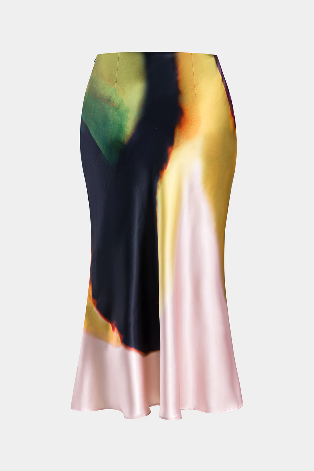 Plus Size Ombre Print Satin Zipper Skirt - Image 2