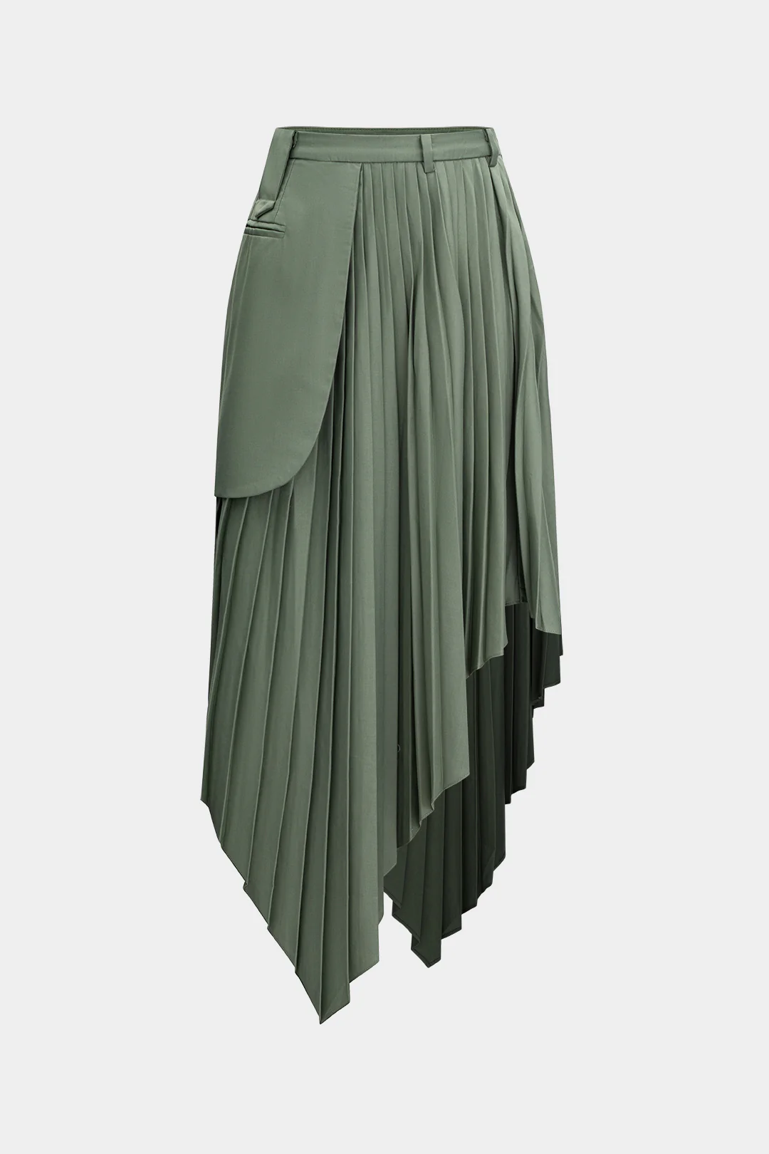 Pleated Asymmetrical Midi Skirt
